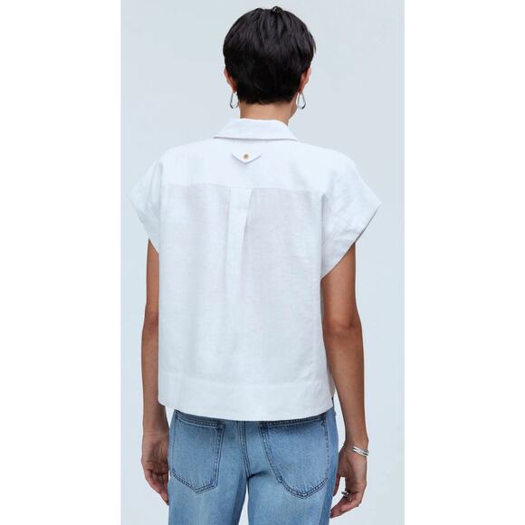 MADEWELL Linen Shirt Women Flap-Pocket Button Up NO994 - Picture 3 of 12